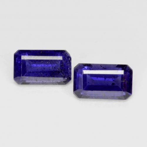 Gemas de iolita Púrpura azulado oscuro natural de 0.58 ct, corte esmeralda, VS-SI
