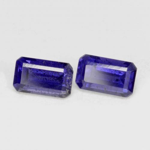 Gemas de iolita Púrpura azulado oscuro natural de 0.58 ct, corte esmeralda, VS-SI