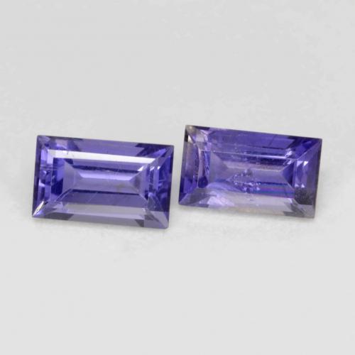 Gemas de iolita Púrpura oscuro natural de 0.59 ct, Corte Baguette, VS-SI