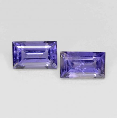 Gemas de iolita Púrpura oscuro natural de 0.59 ct, Corte Baguette, VS-SI