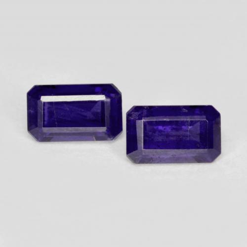 Gemas de iolita Violeta oscuro natural de 0.58 ct, corte esmeralda, VS-SI