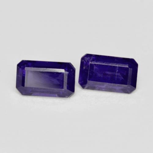 Gemas de iolita Violeta oscuro natural de 0.58 ct, corte esmeralda, VS-SI