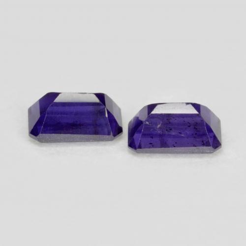 Gemas de iolita Violeta oscuro natural de 0.58 ct, corte esmeralda, VS-SI