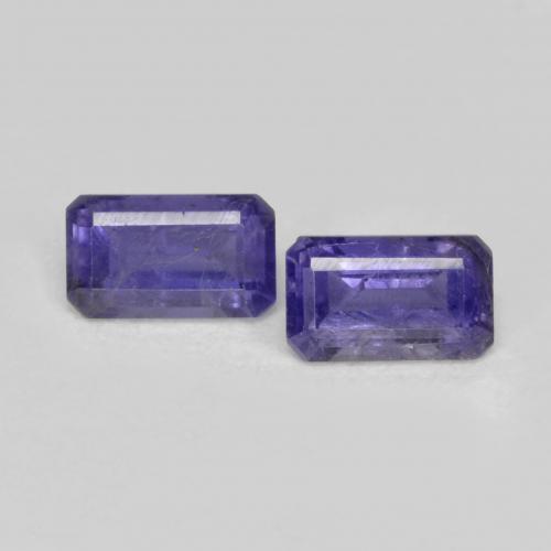 Gemas de iolita violeta natural de 0,58 ct, corte esmeralda, VS-SI