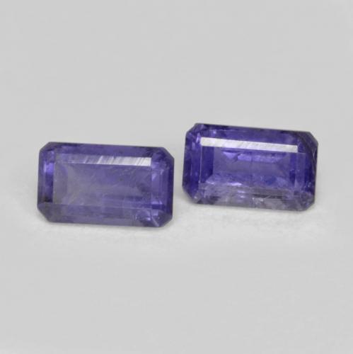 Gemas de iolita violeta natural de 0,58 ct, corte esmeralda, VS-SI