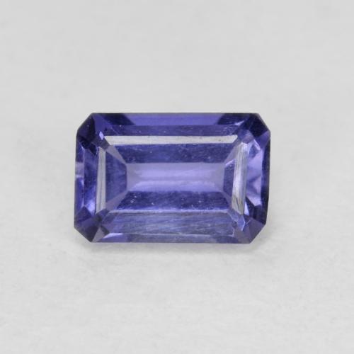 Iolita violeta natural de 0,56 ct, corte esmeralda, VS