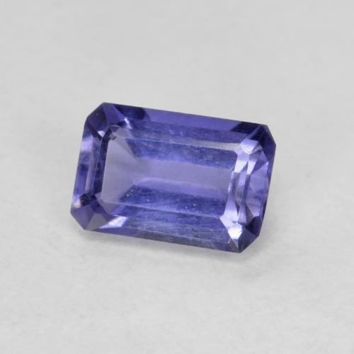 Iolita violeta natural de 0,56 ct, corte esmeralda, VS