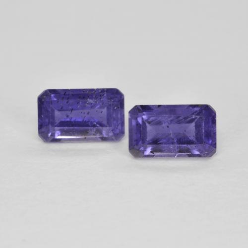 Gemas de iolita violeta natural de 0,62 ct, corte esmeralda, VS-SI