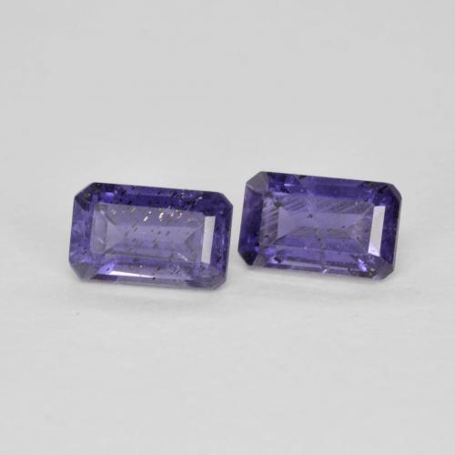 Gemas de iolita violeta natural de 0,62 ct, corte esmeralda, VS-SI
