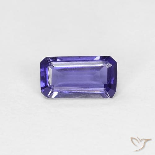 Iolita violeta natural de 0,22 ct, corte esmeralda, VVS-VS