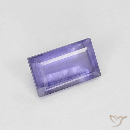 Iolita Violeta azulado natural de 0.28 ct, Corte Baguette, VS