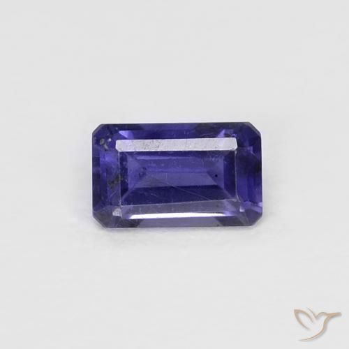 Iolita violeta natural de 0,28 ct, corte esmeralda, VS