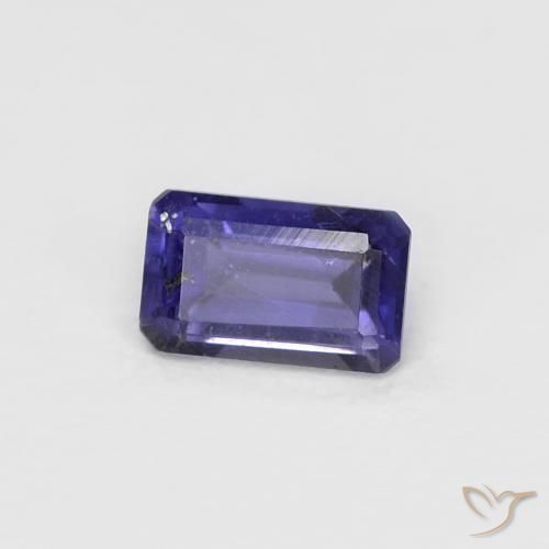 Iolita violeta natural de 0,28 ct, corte esmeralda, VS