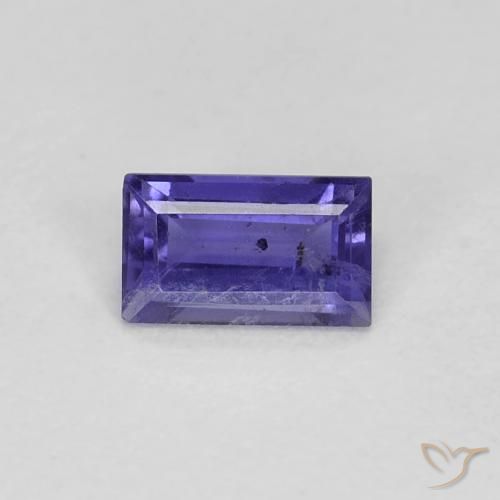 0.26ct Natural Púrpura azulado oscuro Iolita, Corte Baguette, VS-SI