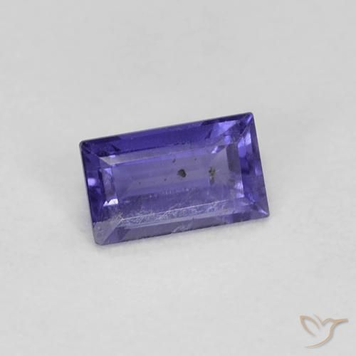 Iolita Púrpura azulado oscuro natural de 0.26 ct, Corte Baguette, VS-SI