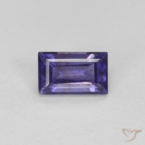 0.28ct Natural Púrpura azulado oscuro Iolita, Corte Baguette, VS-SI