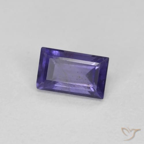 Iolita Púrpura azulado oscuro natural de 0.28 ct, Corte Baguette, VS-SI