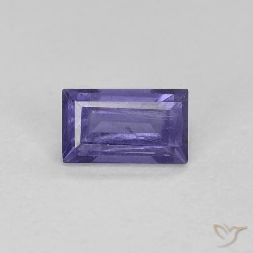 0.32ct Natural Púrpura azulado oscuro Iolita, Corte Baguette, VS-SI