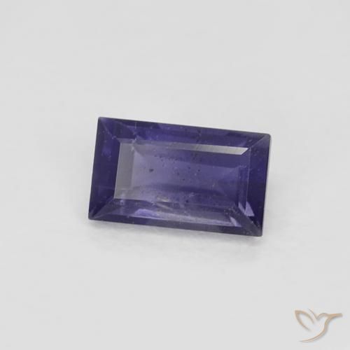 Iolita Violeta berenjena natural de 0.30 ct, Corte Baguette, VS