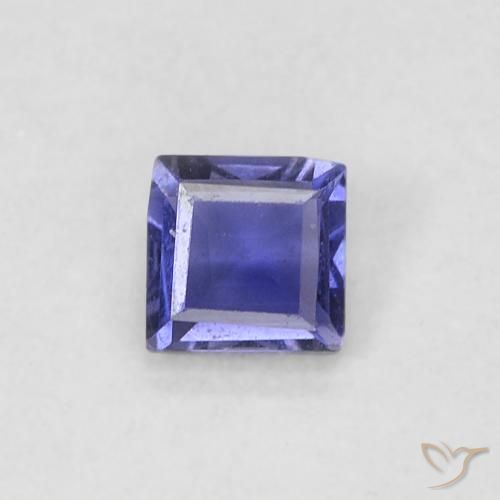 0.13ct Natural Púrpura azulado oscuro Iolita, Cuadrado, VS
