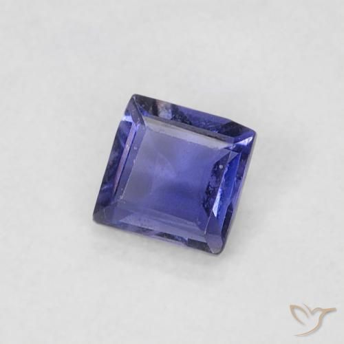 Iolita Púrpura azulado oscuro natural de 0.13 ct, Cuadrado, VS