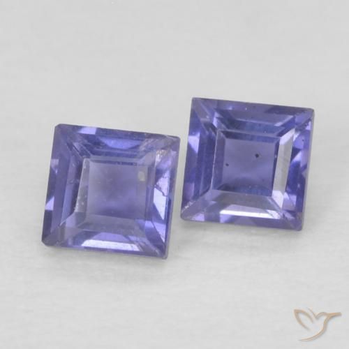 Gemas de Iolita Púrpura oscuro natural de 0.19 ct, Cuadrado, VS