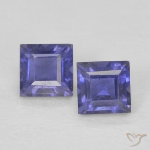 Gemas de Iolita Púrpura azulado oscuro natural de 0.19 ct, Cuadrado, VS