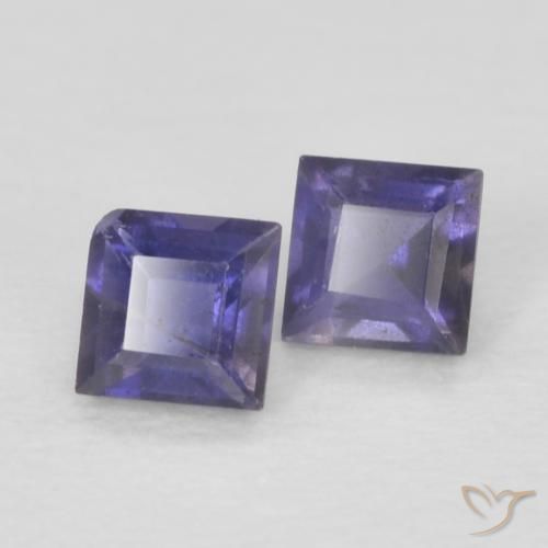 Gemas de Iolita Púrpura oscuro natural de 0.15 ct, Cuadrado, VS
