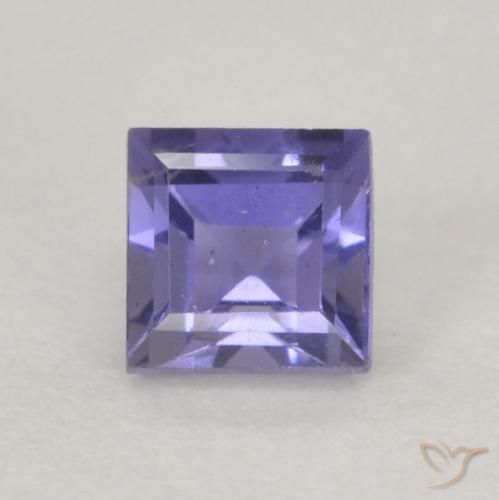 0.20ct Natural Púrpura azulado oscuro Iolita, Cuadrado, VVS