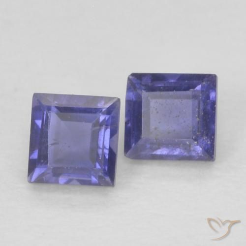Gemas de Iolita Azul oscuro natural de 0.21 ct, Cuadrado, VS
