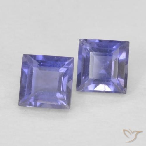 Gemas de Iolita Azul oscuro natural de 0.18 ct, Cuadrado, VS