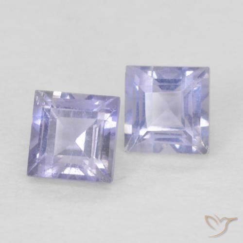Gemas de Iolita Azul púrpura claro natural de 0.20 ct, Cuadrado, VS