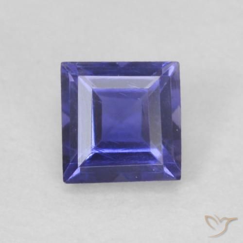 0.12ct Natural Púrpura azulado oscuro Iolita, Cuadrado, VVS