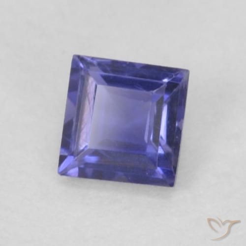 Iolita Púrpura azulado oscuro natural de 0.12 ct, Cuadrado, VVS