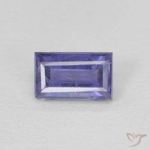 0.28ct Natural Púrpura azulado oscuro Iolita, Corte Baguette, VS-SI