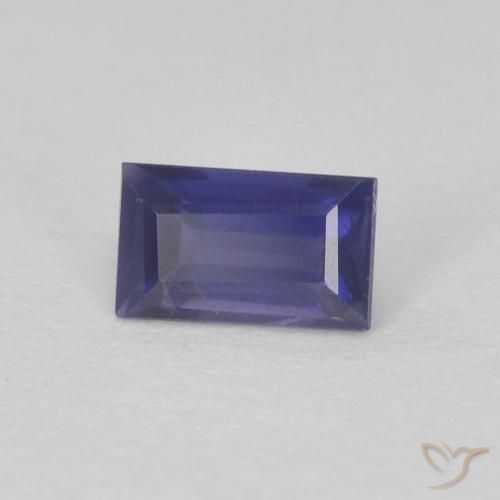Iolita Azul oscuro natural de 0.29 ct, Corte Baguette, VS