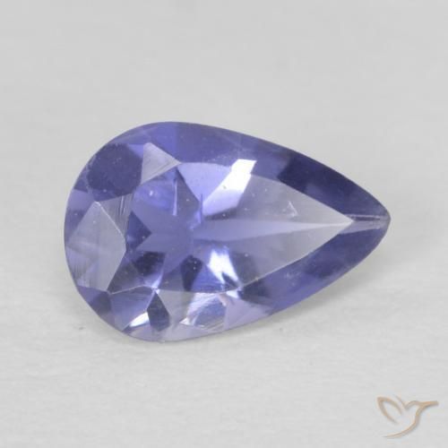 Iolita Azul plateado natural de 0.33 ct, En forma de pera, VS