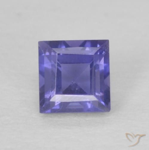 0.15ct Natural Azul oscuro iolita, Cuadrado, VS