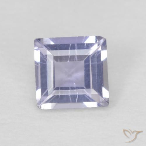 0.12ct Natural Azul plateado iolita, Cuadrado, VS