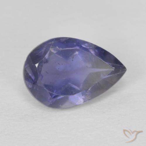Iolita Azul plateado natural de 0.36 ct, En forma de pera, VS