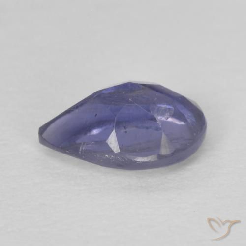 Iolita Azul plateado natural de 0.36 ct, En forma de pera, VS