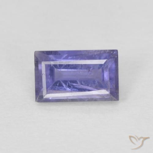 0.29ct Natural Púrpura oscuro Iolita, Corte Baguette, VS-SI