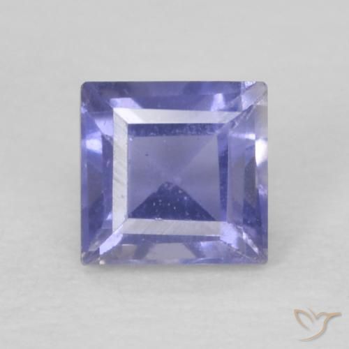 0.14ct Natural Azul plateado Iolita, Cuadrado, VS