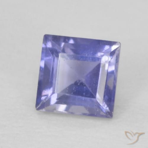Iolita Azul plateado natural de 0.14 ct, Cuadrado, VS