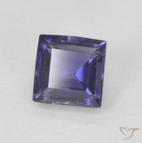 Iolita violeta natural de 0,23 ct, cuadrado, VVS