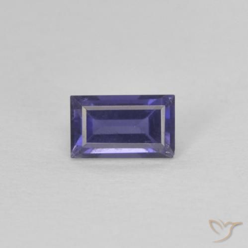 0.33ct Natural Púrpura azulado oscuro Iolita, Corte Baguette, VS