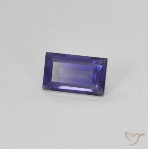 Iolita Púrpura azulado oscuro natural de 0.33 ct, Corte Baguette, VS