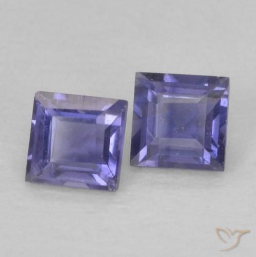 Gemas de Iolita Púrpura azulado oscuro natural de 0.18 ct, Cuadrado, VS