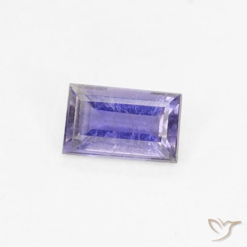 Iolita Azul violeta intenso natural de 0.24 ct, Corte Baguette, VS
