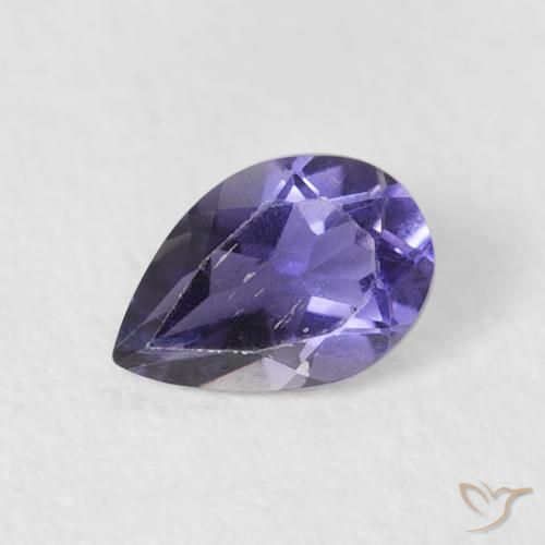 Iolita Violeta berenjena natural de 0.35 ct, En forma de pera, VS